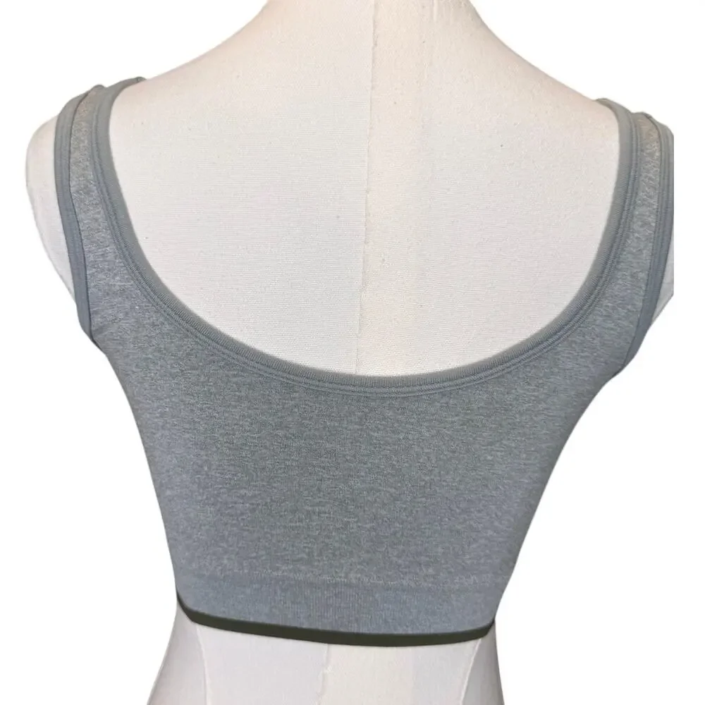New Lucky Brand Women's Gray Green Logo Jacquard Seamless Bra Size M